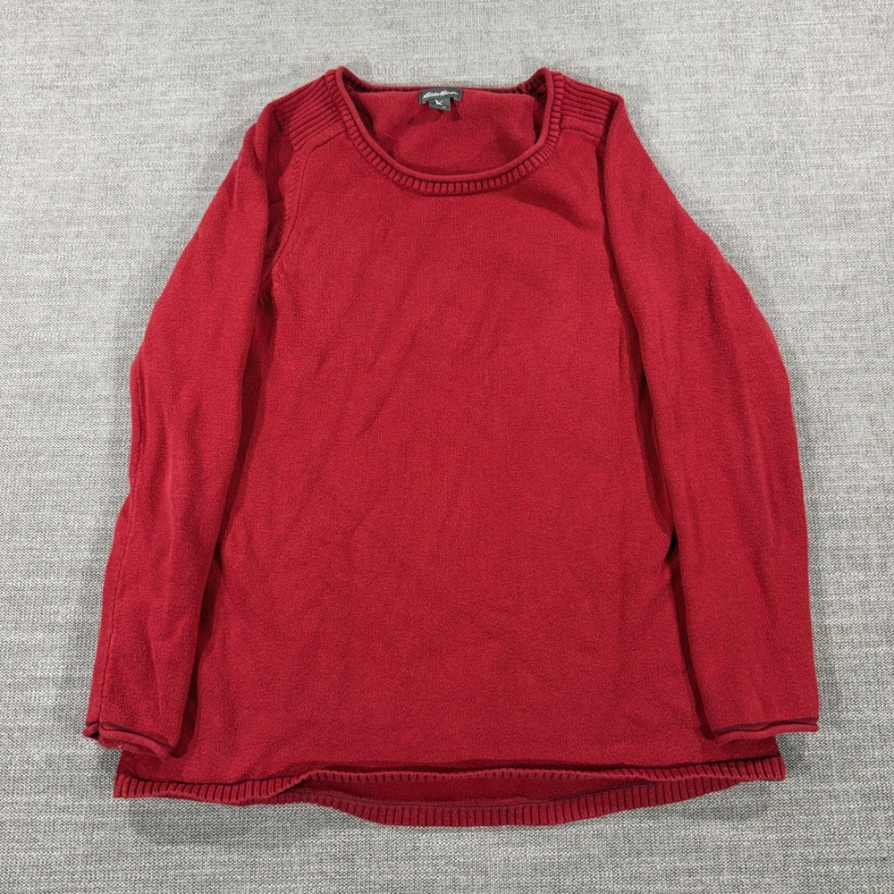 Eddie Bauer Sweater Womens Medium Red Excellent Crew Neck Long Sleeve Knit‎ Top